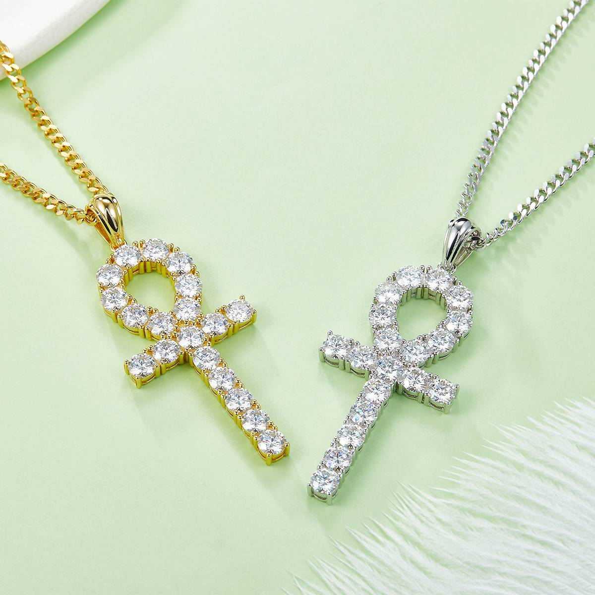 Fashion cross necklace S925 silver pendant Moissanite 5.0mm D-grade